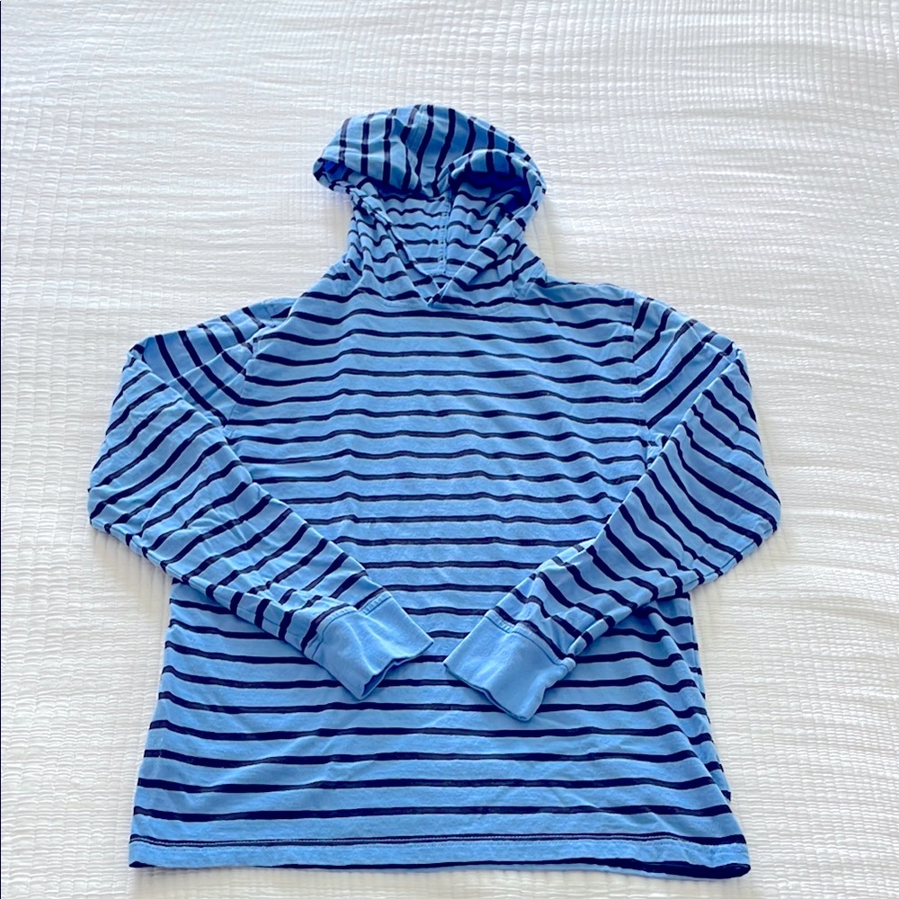 Crewcuts Blue Striped long sleeve shirt with hood